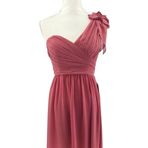 Renz Bridal NWT One Shoulder Bridesmaid Gown Formal Prom in Vintage Rose